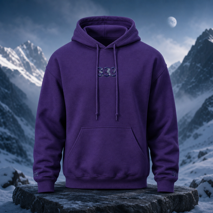 333 Snowy Mountain Angel Number Hoodie in Purple – Bright Future product image