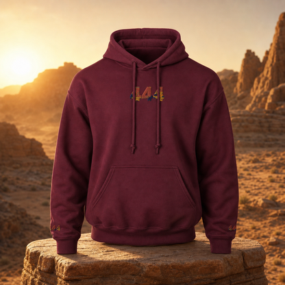 444 Desert Angel Number Hoodie in Maroon – Bright Future product image