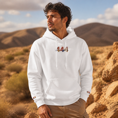 444 Desert Angel Number Hoodie in White – Bright Future product image