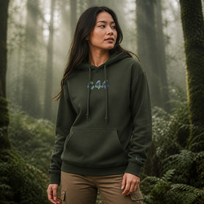 444 Forest Angel Number Hoodie in Military Green – Bright Future product image