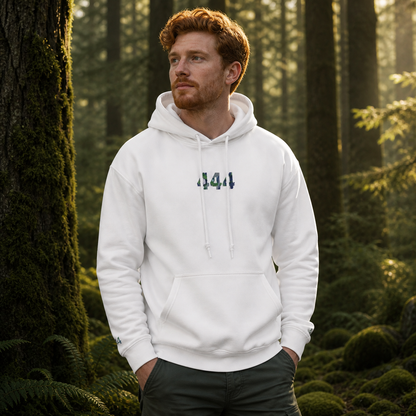 444 Forest Angel Number Hoodie in White – Bright Future product image