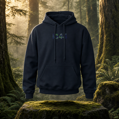 444 Forest Angel Number Hoodie in Navy – Bright Future product image