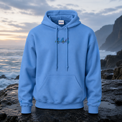 444 Ocean Angel Number Hoodie in Carolina Blue – Bright Future product image