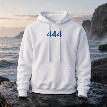444 Ocean Angel Number Hoodie in White – Bright Future product image