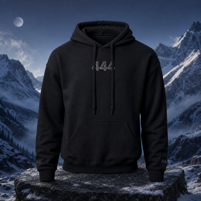 444 Snowy Mountain Angel Number Hoodie in Black – Bright Future product image