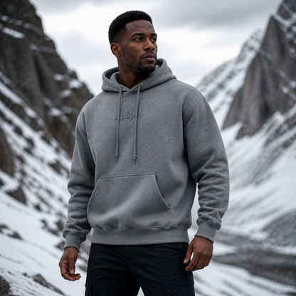 444 Snowy Mountain Angel Number Hoodie in Graphite Heather – Bright Future product image