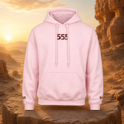 555 Desert Angel Number Hoodie in Light Pink – Bright Future product image