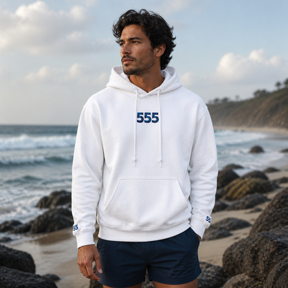 555 Ocean Angel Number Hoodie in White – Bright Future product image