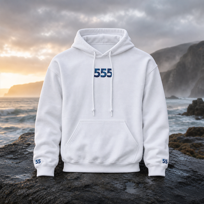 555 Ocean Angel Number Hoodie in White – Bright Future product image