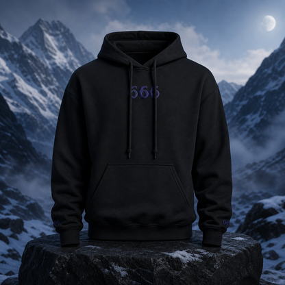 666 Snowy Mountain Angel Number Hoodie in Black – Bright Future product image