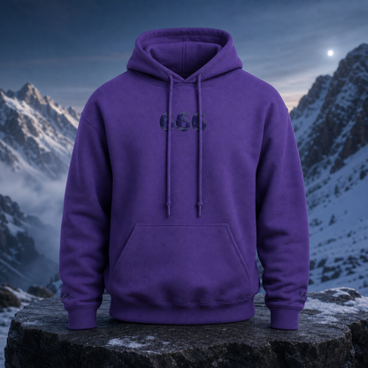 666 Snowy Mountain Angel Number Hoodie in Purple – Bright Future product image