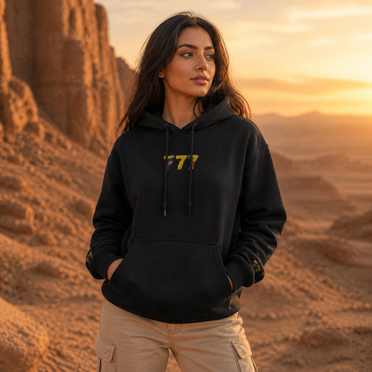 777 Desert Angel Number Hoodie in Black – Bright Future product image