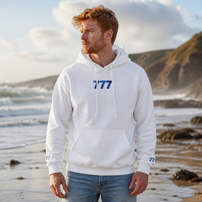 777 Ocean Angel Number Hoodie in White – Bright Future product image