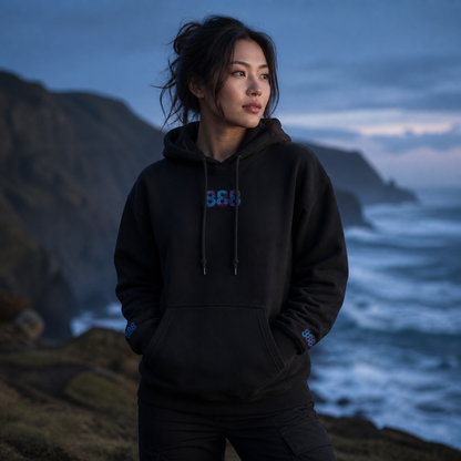 888 Ocean Angel Number Hoodie in Black – Bright Future product image