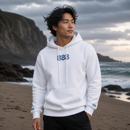 888 Ocean Angel Number Hoodie in White – Bright Future product image