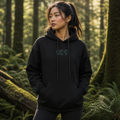 999 Forest Angel Number Hoodie in Black – Bright Future product image