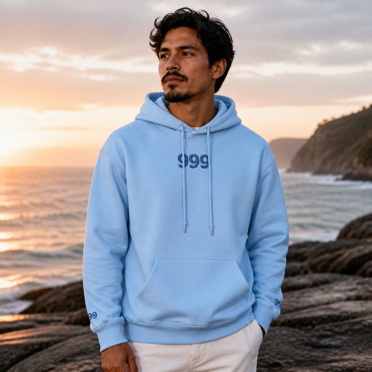 999 Ocean Angel Number Hoodie in Light Blue – Bright Future product image