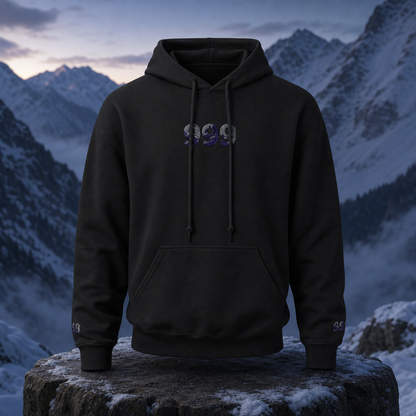 999 Snowy Mountain Angel Number Hoodie in Black – Bright Future product image