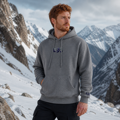 999 Snowy Mountain Angel Number Hoodie in Graphite Heather – Bright Future product image
