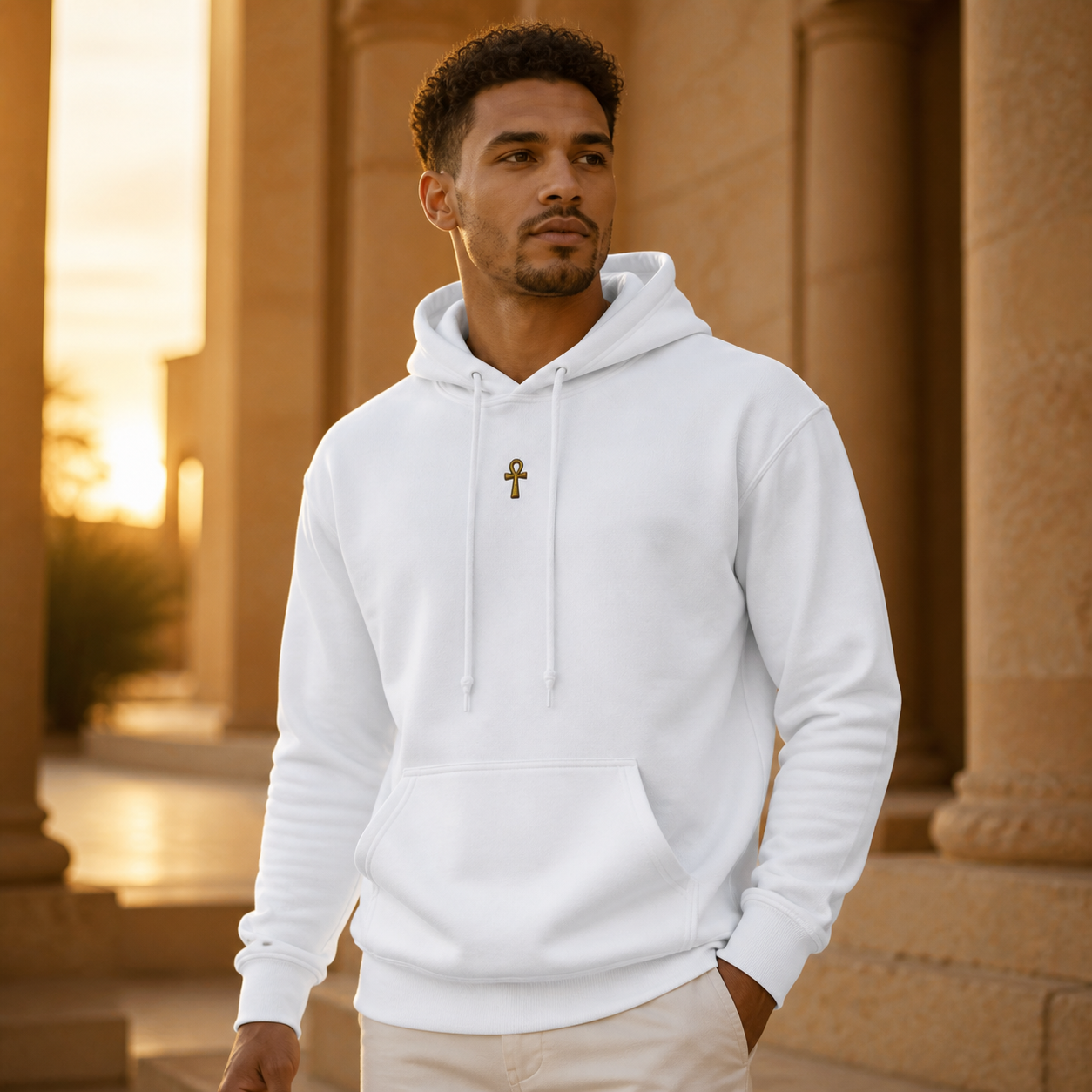 Ankh Symbol Hoodie in White – Bright Future product image