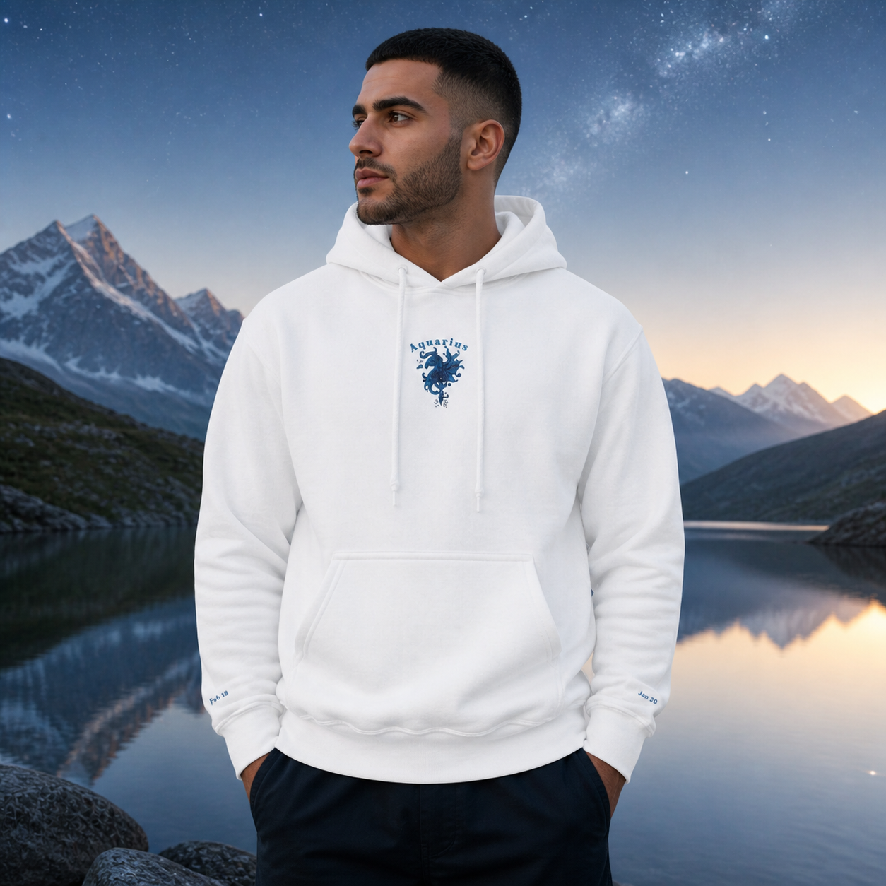 Aquarius Zodiac Hoodie in White – Bright Future product image