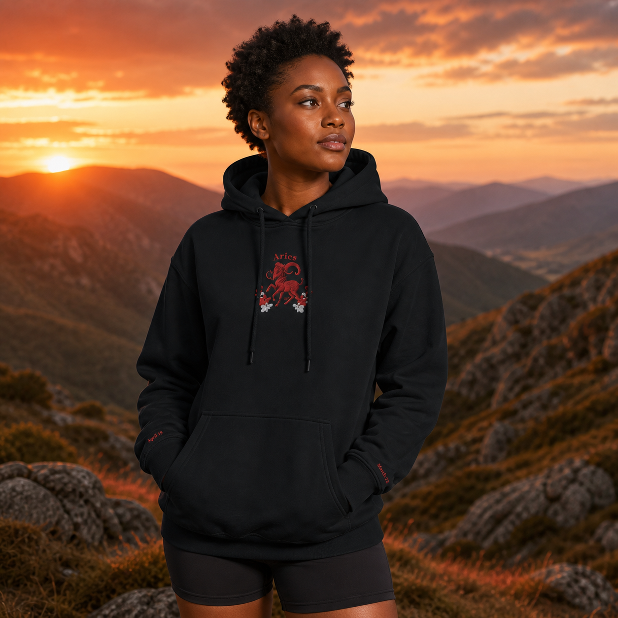 Aries Zodiac Hoodie in Black – Bright Future product image
