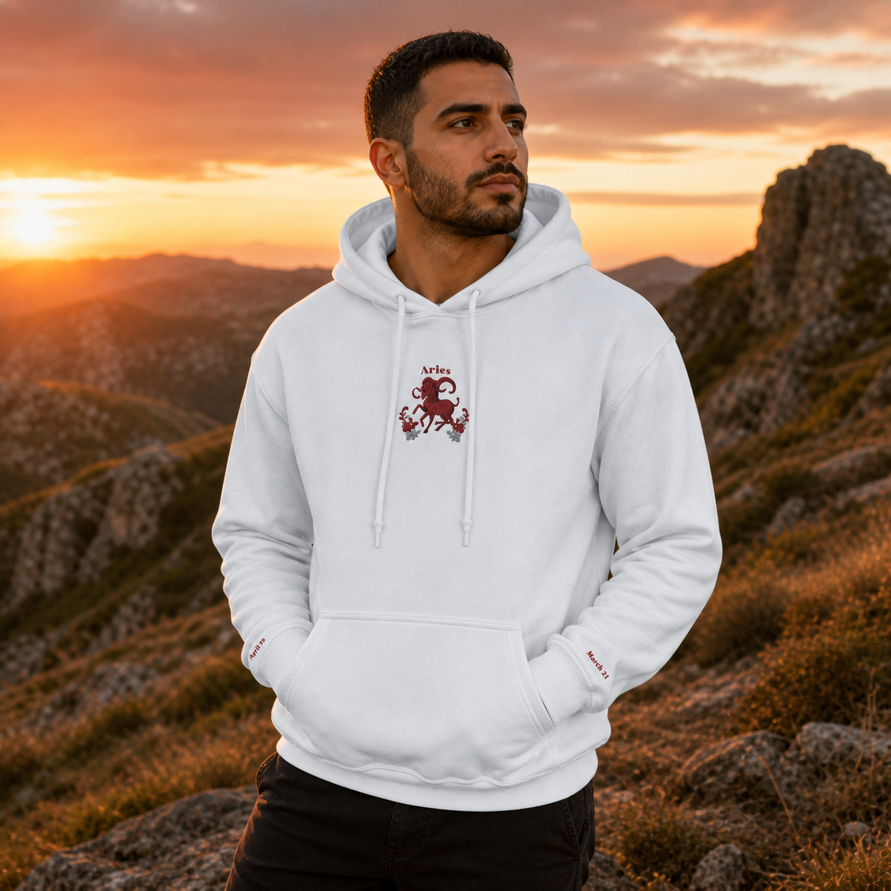 Aries Zodiac Hoodie in White – Bright Future product image