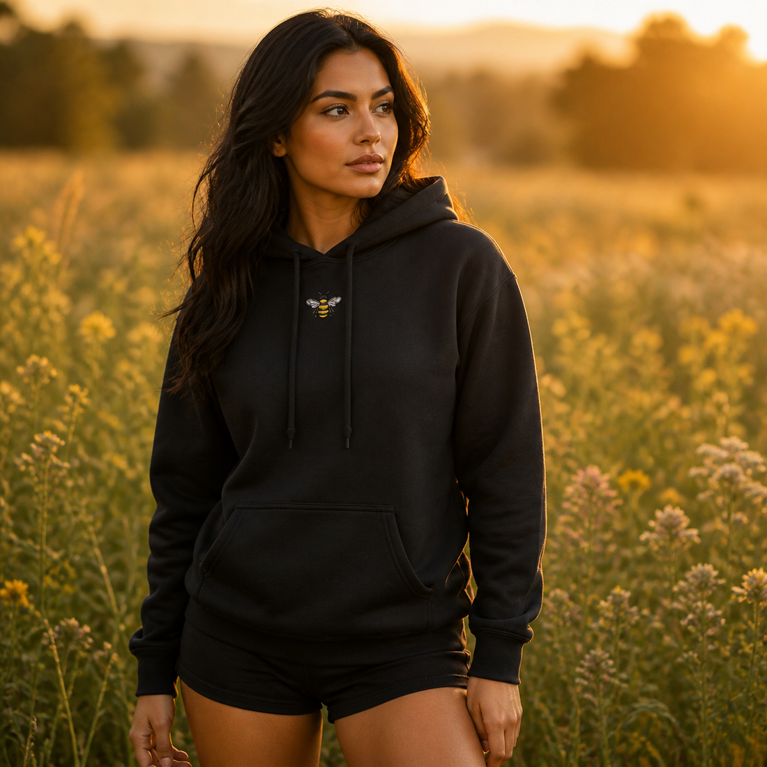 Bee Hoodie – Strength in Community in Black – Bright Future product image