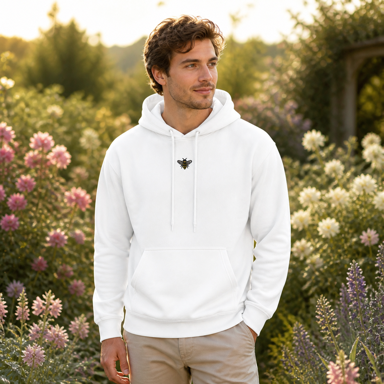 Bee Hoodie – Strength in Community in White – Bright Future product image
