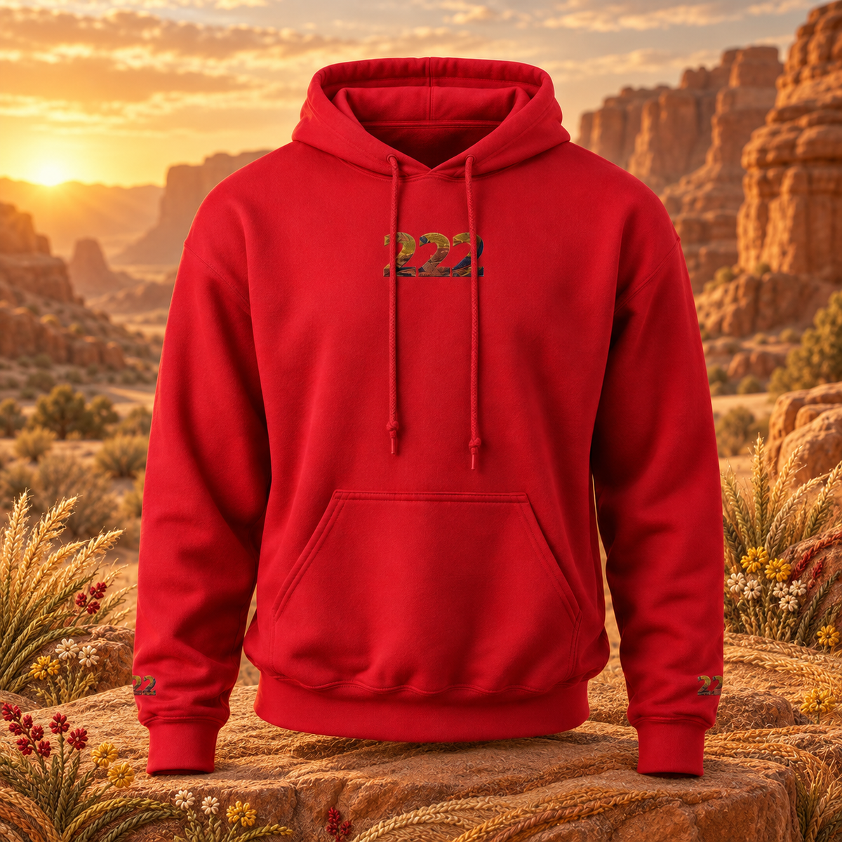 222 - Desert — Balanced Alignment — original product design in a realistic scene with embroidered environmental details.