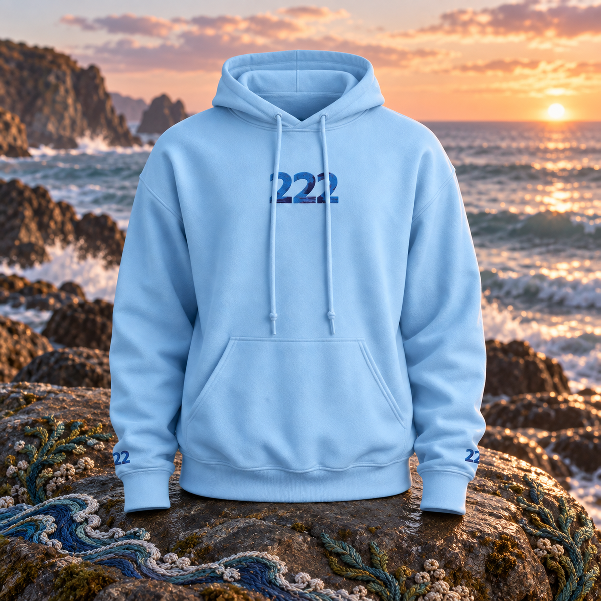 222 - Ocean - Balanced Alignment — original product design in a realistic scene with embroidered environmental details.