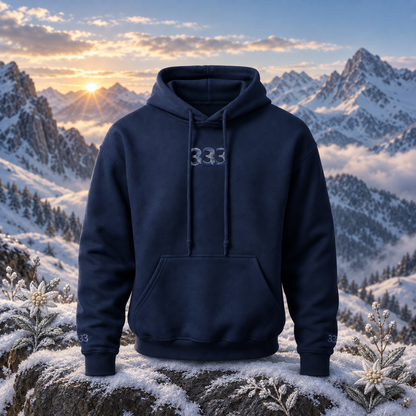 333 - Snowy Mountain - Divine Guidance — original product design in a realistic scene with embroidered environmental details.