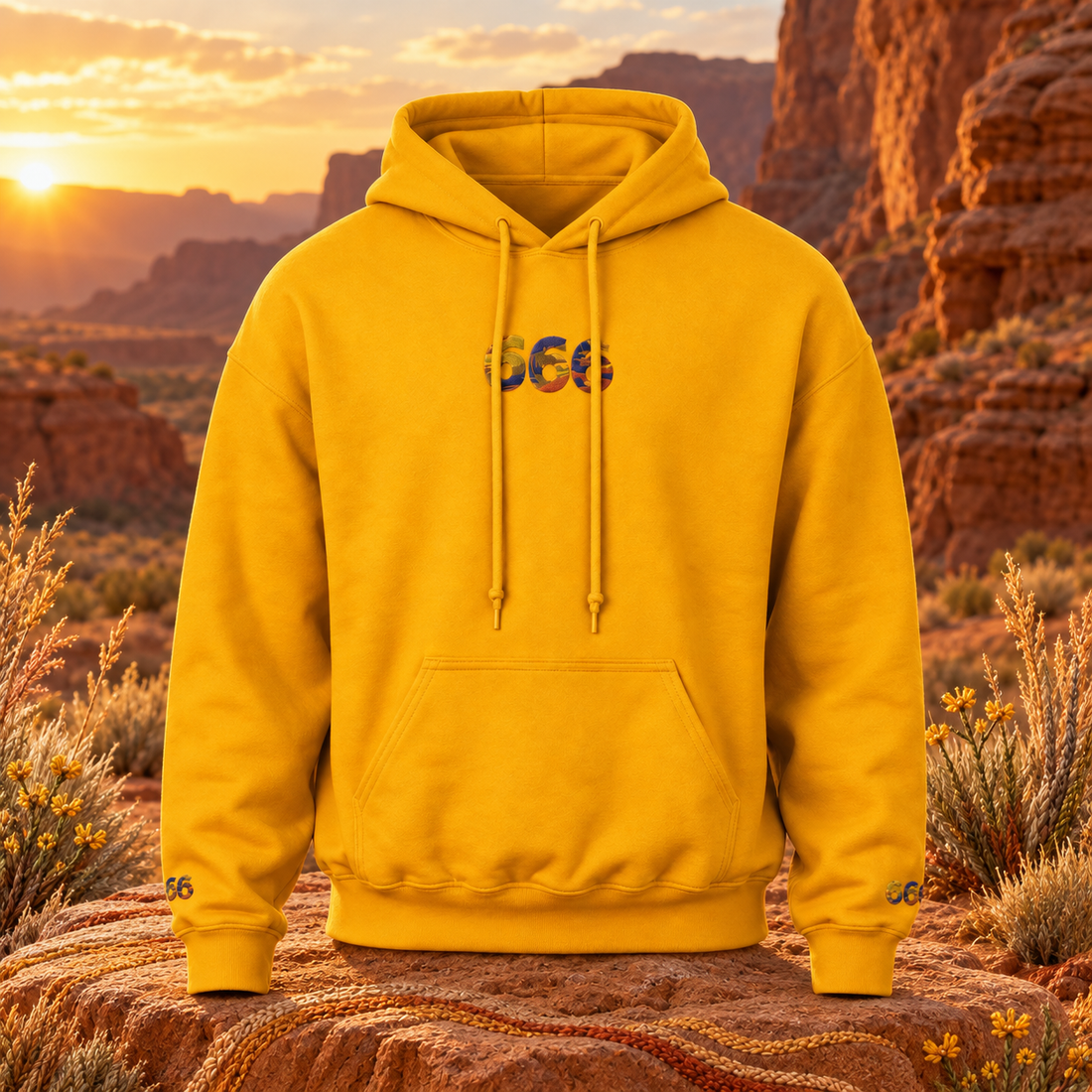 666 - Desert - Inner Reflection — original product design in a realistic scene with embroidered environmental details.