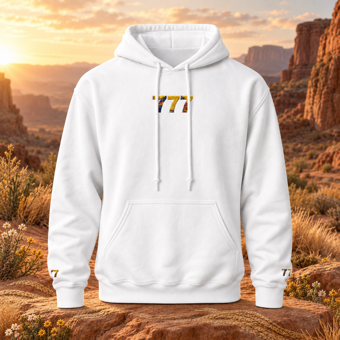 777 - Desert - Spiritual Mastery โ original product design in a realistic scene with embroidered environmental details.