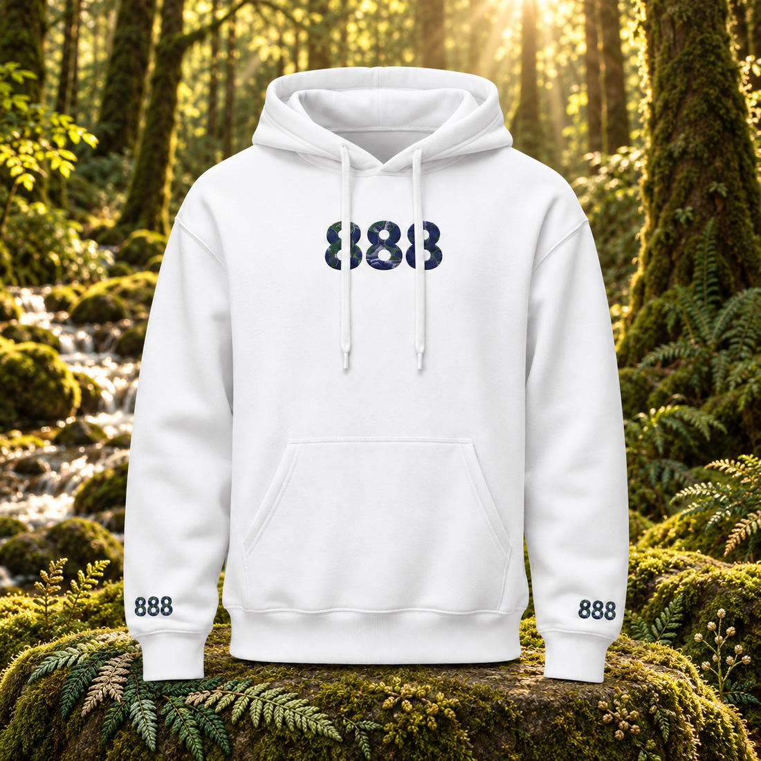888 - Forest - Infinite Abundance โ original product design in a realistic scene with embroidered environmental details.