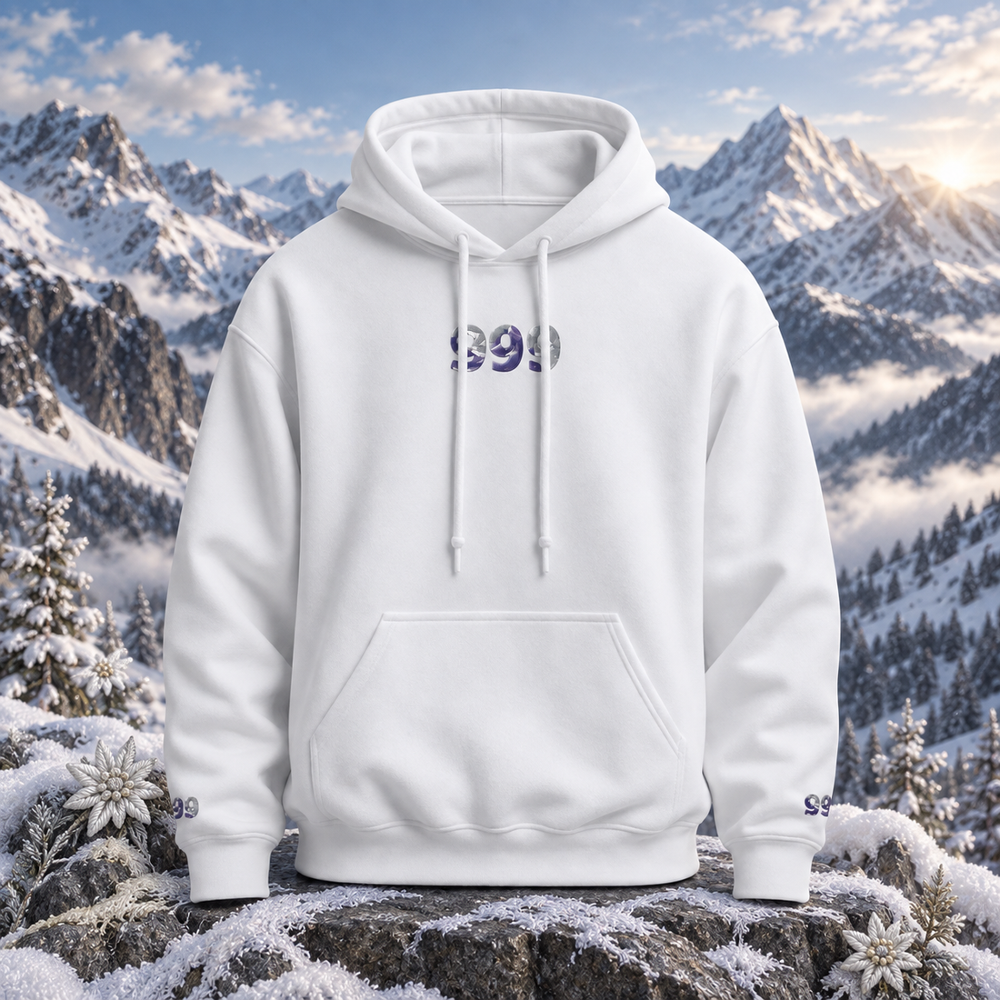 999 - Snowy Mountain - Completion Renewal โ original product design in a realistic scene with embroidered environmental details.