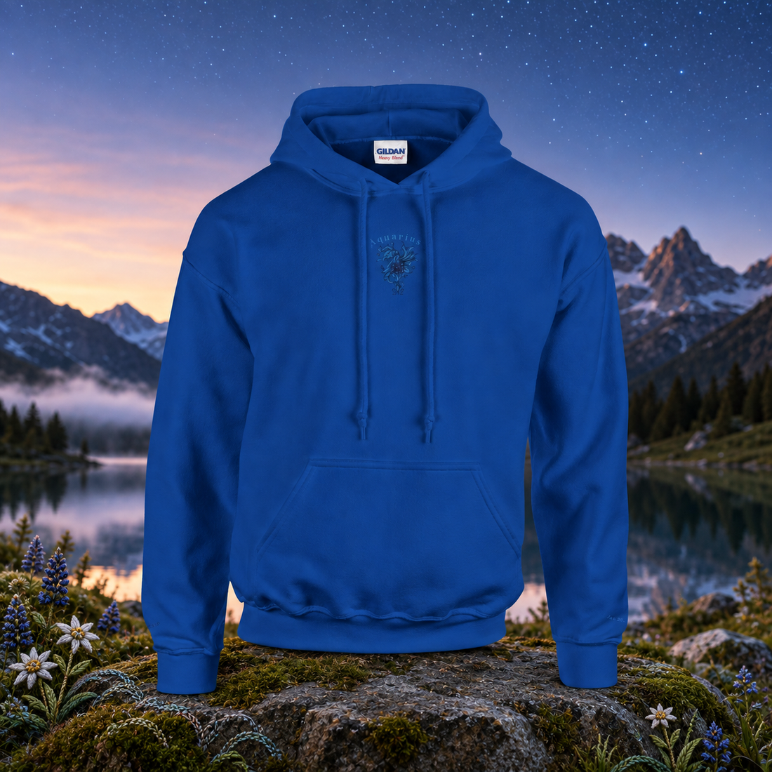 Aquarius (January 20 - February 18) – The Visionary Thinker — original product design in a realistic scene with embroidered environmental details.