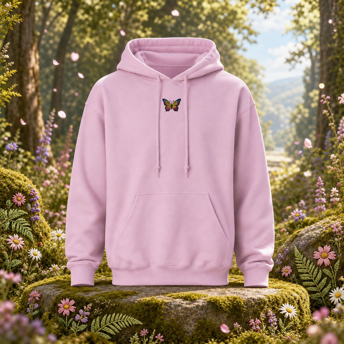 Butterfly – Transformation & Freedom — original product design in a realistic scene with embroidered environmental details.