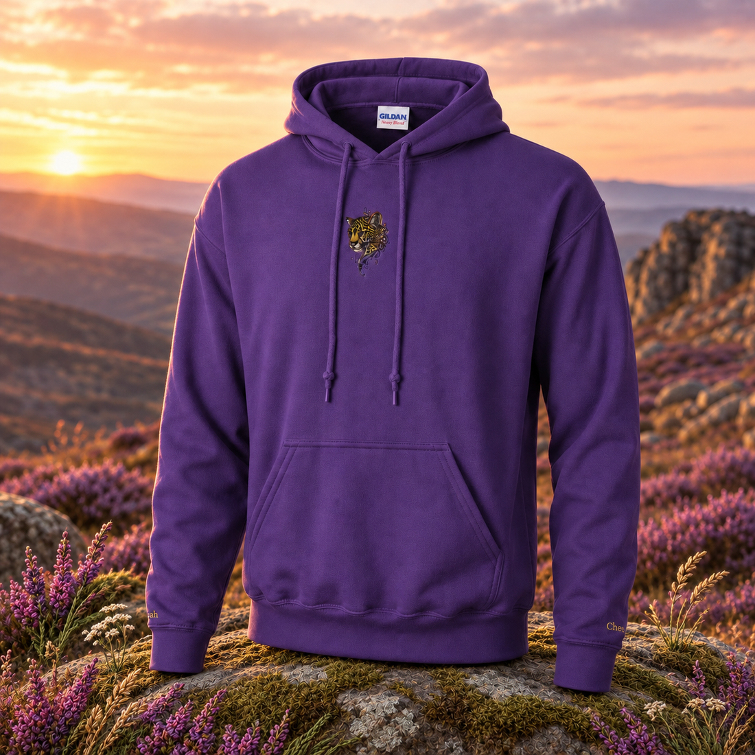 The Cheetah – Speed, Focus &amp; Precision — original product design in a realistic scene with embroidered environmental details.