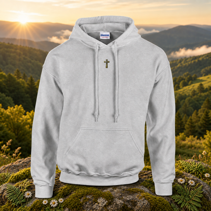 The Cross  – Faith &amp; Strength — original product design in a realistic scene with embroidered environmental details.