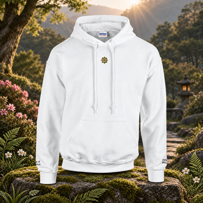 The Dharma Wheel – Path of Wisdom — original product design in a realistic scene with embroidered environmental details.