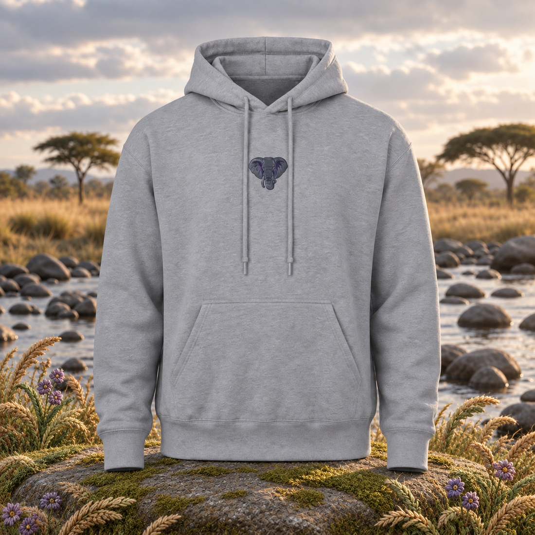 The Elephant – Wisdom, Strength & Loyalty — original product design in a realistic scene with embroidered environmental details.
