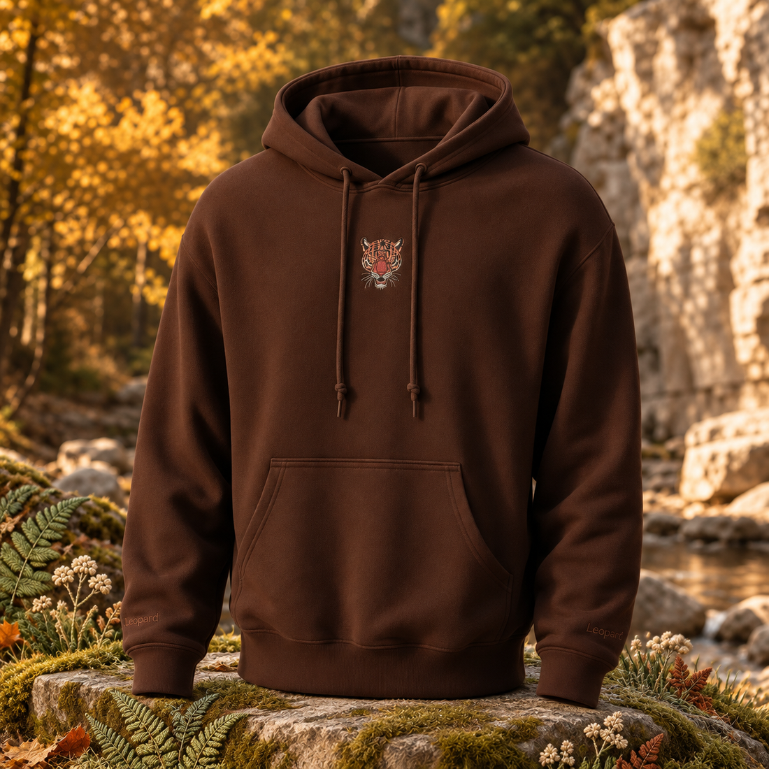 The Leopard – Stealth, Agility &amp; Confidence — original product design in a realistic scene with embroidered environmental details.