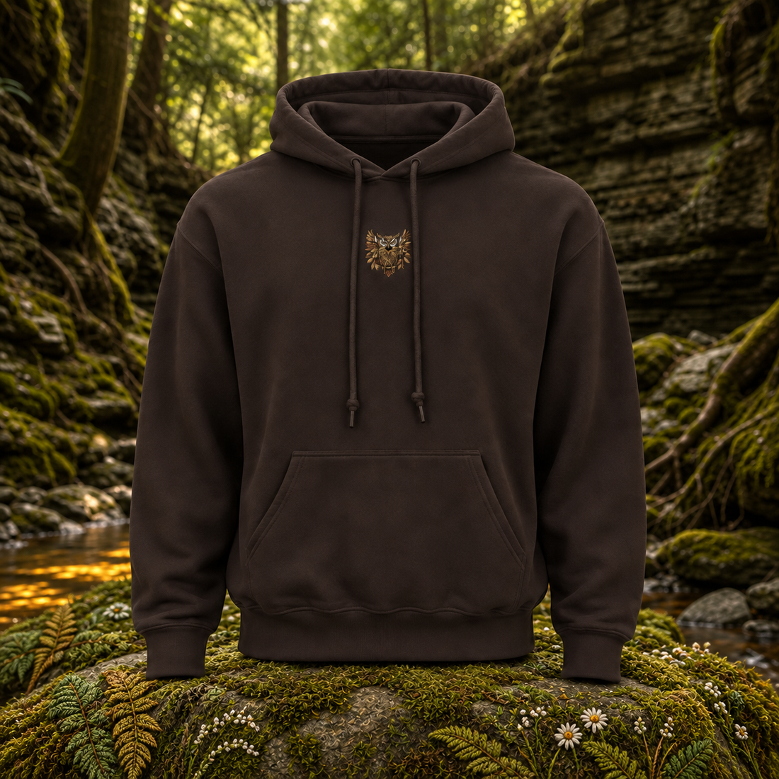 🦉 The Owl – Wisdom, Intuition &amp; Mystery — original product design in a realistic scene with embroidered environmental details.