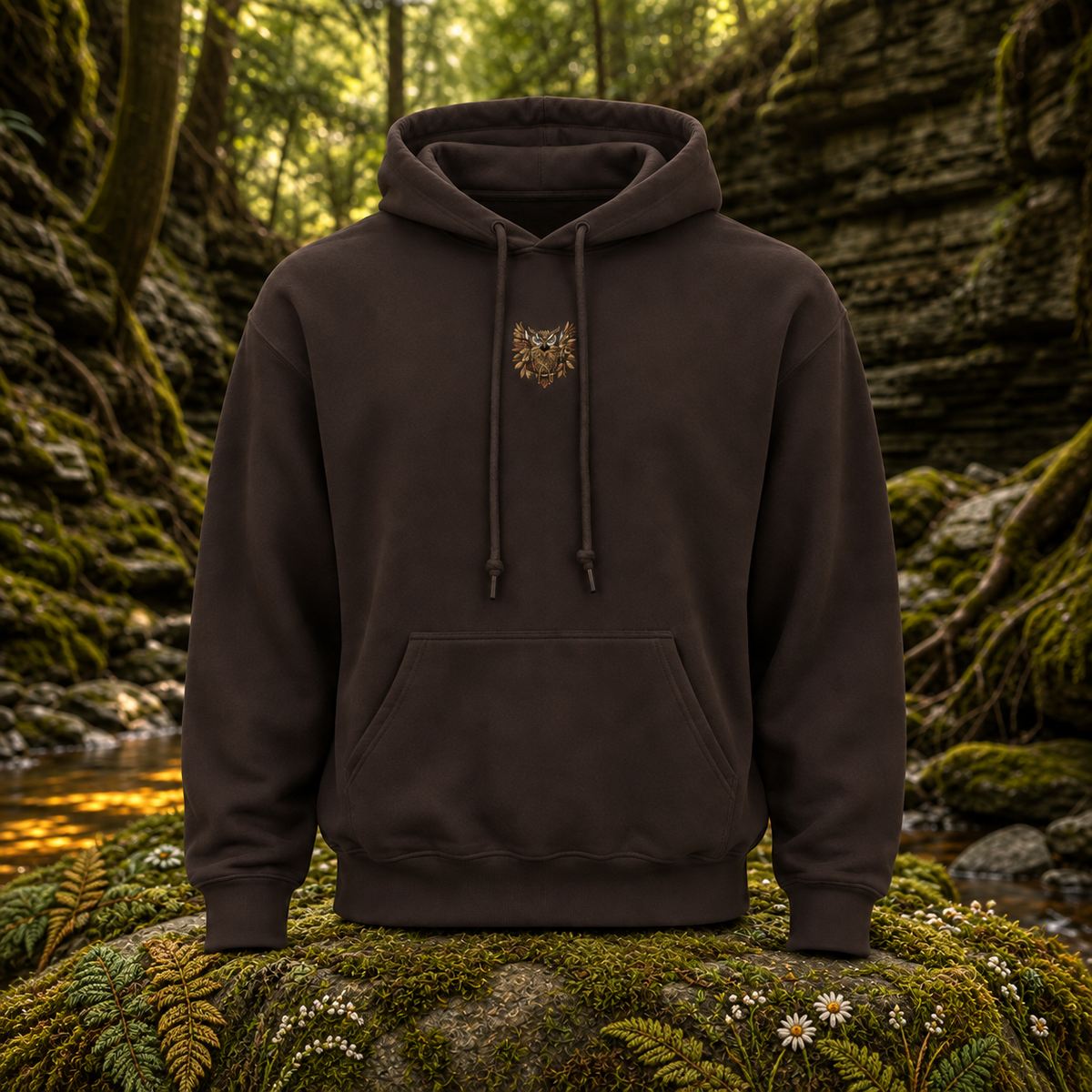 🦉 The Owl – Wisdom, Intuition &amp; Mystery — original product design in a realistic scene with embroidered environmental details.