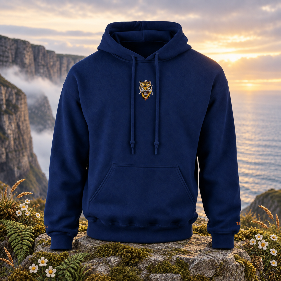 The Tiger – Power, Instinct & Determination — original product design in a realistic scene with embroidered environmental details.