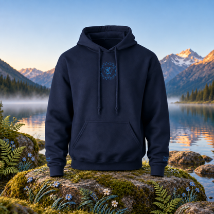Throat Chakra (Vishuddha) — original product design in a realistic scene with embroidered environmental details.