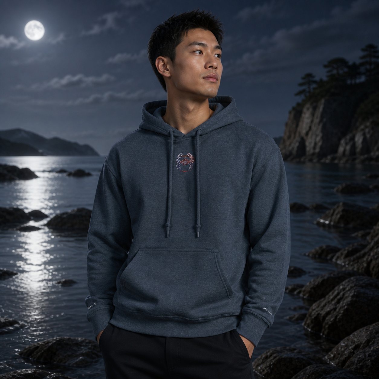 Cancer Zodiac Hoodie in Dark Heather – Bright Future product image