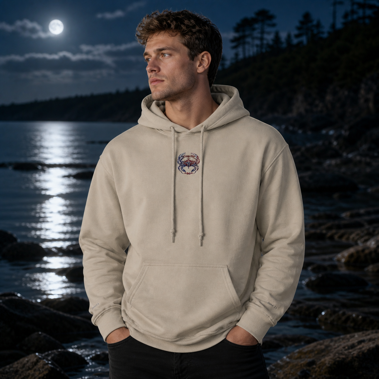 Cancer Zodiac Hoodie in Sand – Bright Future product image