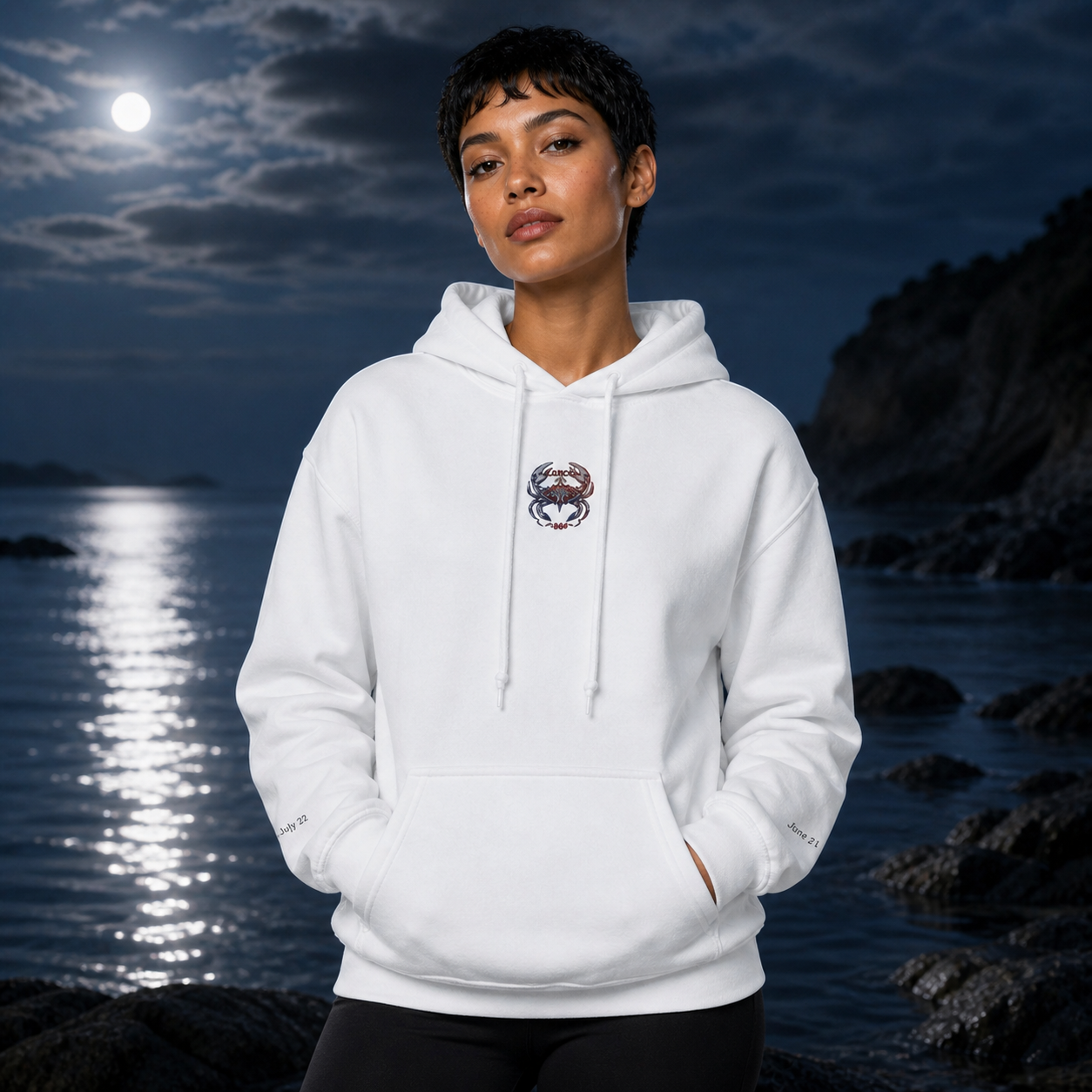Cancer Zodiac Hoodie in White – Bright Future product image